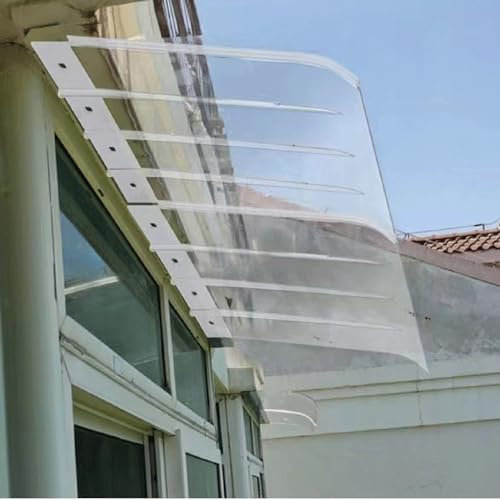 Pultvordach Pavillion Türvordach Sonnenschutz Regenschutz Beständiger Markise Fenster Polycarbonat Überdachung Unsichtbar Türdach für Draußen Transparent Flachmontage unter der Traufe (40 x 180 cm)