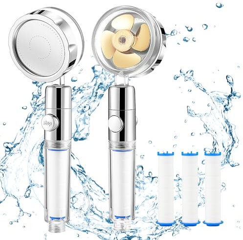 Wassersparender Duschkopf Propeller Duschkopf mit 3 Filter 360° Drehbare Handbrause Sparduschkopf mit Stoppfunktion Duschkopf mit Gegen Kalk