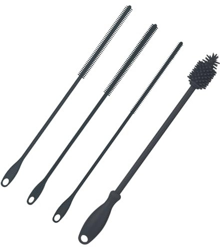 4pcs Silicone Cleaner Brush, 9.45 Inch 3 Straw Brush with Bottle Brush Crevice Brush Water Bottle Brush Kitchen Cleaning Tool, Easy to Clean