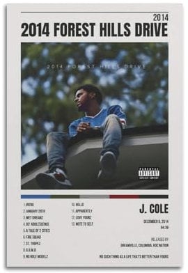 ydhgebn J Cole Poster, Wandkunst, Vintage-Poster, dekoratives Gemälde für Schlafzimmer, Wohnzimmer, ästhetisches, elegantes Poster, 30 x 45 cm, ungerahmter Stil