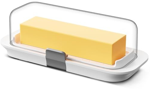Pisol Butter Dish with Lid for Countertop and Refrigerator Door Shelf, Airtight Butter Keeper Container, Butter Holder for East/West Coast Butter, BPA-free, Microwave/Dishwasher Safe