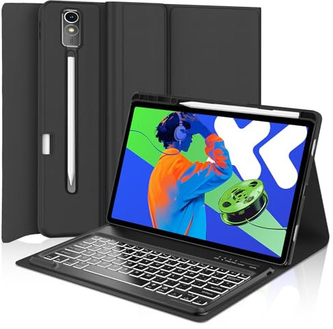 Tastiera per Lenovo Idea Tab Pro 12.7 2025, Cover Tastiera per Lenovo Idea Tab, Custodia Tastiera Italiana Retroilluminata Bluetooth per Lenovo Idea Tab Pro 12.7 pollici 2025 TB-373FU/TB-375FC, Nero