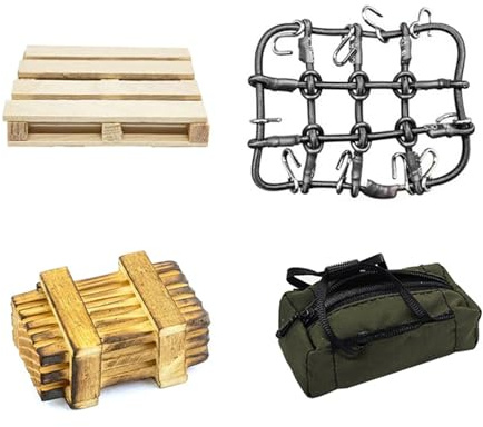 SHEAWA RC Car Upgrade ZubehörReisetasche Mesh Pocket Holzkoffer Gabelstapler Tablett für FMS 1/18 Land Cruiser LC80 FCX18 Kletterfahrzeug