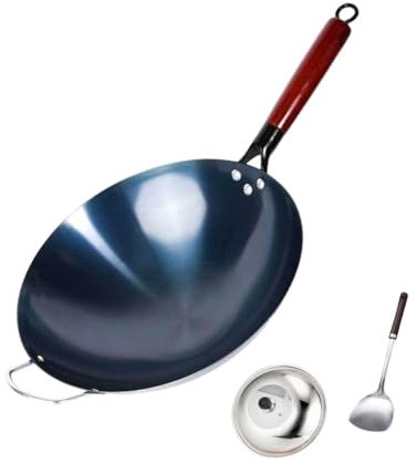 Qianly Wok Universale con Coperchio per induzione e Gas, 40 Cm