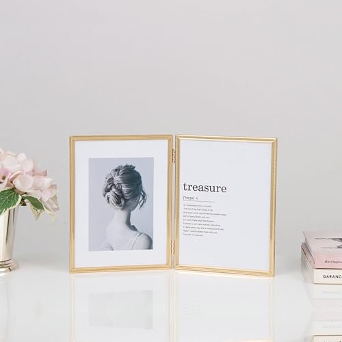 Calefee 20x25 cm Bilderrahmen, Fotorahmen für 2 Fotos Aufstellen Metall, Fotorahmen Hochformat für Familie Bilder, 1 Stück