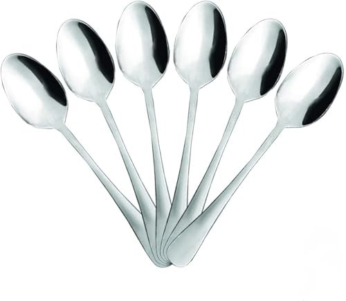 YIJIA | Pack de 6 Cucharas Sopera Acero Inoxidable 20 x 4.4 cm - Acabado brillante | Aptos para lavavajillas