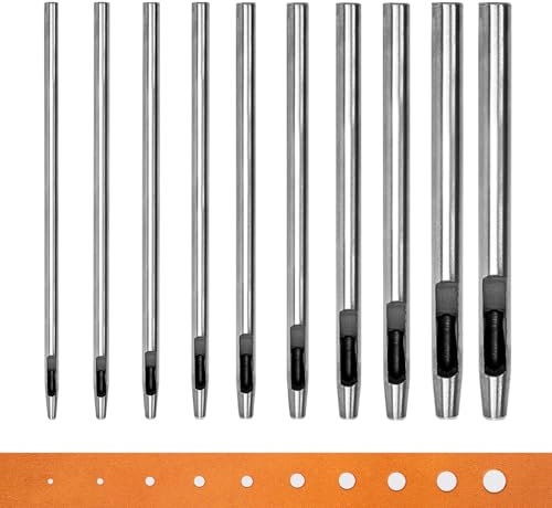 WUTA Locheisen Set, Rund Hohlstanz-Schneidewerkzeug, Locheisensatz für Leder, Uhrenarmband, Dichtungsgürtel (10 Stück,0.5-5mm)