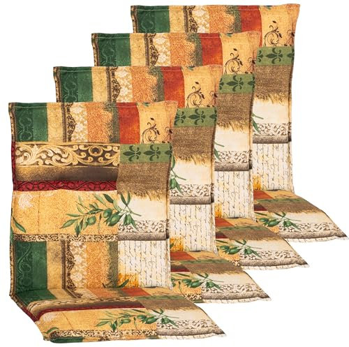 NYVI Niedriglehner Auflagen Rio 100x48 cm 4er Set - Antique - Gartenstuhl Sitzauflage mit 5 cm Sitzpolster - Bequem, Robust, Pflegeleicht