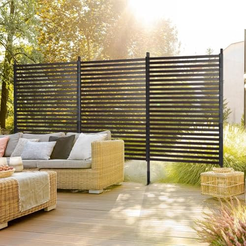 Sichtschutzwände for den Außenbereich, freistehend, Sichtschutzzaun aus Metall mit PE-Beschichtung, Sichtschutz for die Terrasse im Hinterhof, Trennzaun(120x150cm(47.24x59in))