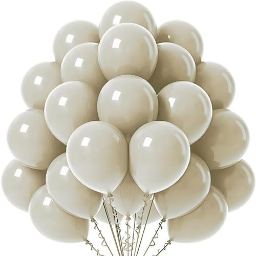 Tourima 20 Stück 10 Zoll Macarons Beige Ballons Set, Luftballons Beige für Hochzeitsdeko Ballon Girlande Geburtstagsdeko Beige, Beige Luftballons Hochzeit, Helium Balloon Gas, Luftballon Girlande