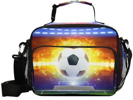 Yopersonalizes Bolsa de almuerzo para niños, niñas, adolescentes, juego de pelota de fútbol, lonchera térmica térmica para adultos, bolsa de almuerzo para mujeres, hombres, trabajo, escuela