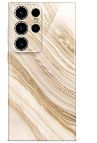 ONEFLOW Bliss Cover für Samsung Galaxy S24 Ultra Hülle in Marmor Optik, Designer Case Handy Schutzhülle mit Kameraschutz, Muster Hardcase Glitzer Handyhülle marmoriert, Gold Beige