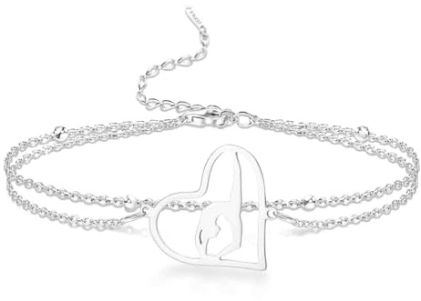 VASSAGO Gymnastik Armbänder Gymnastik Geschenke rhythmisches Herz Charm Armband Sport Ballerina Turner Team Schmuck für Frauen Tochter Trainer