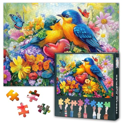 Jigsaw Puzzle 1000 Pieces for Adults, Parrots in the Garden 1000 Piece Jigsaw Puzzles, Colorful Bird Adult Puzzles Home Decor, Challenge Educational Toy Finished Size 50 x 70 cm