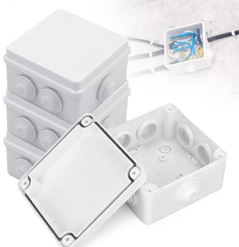 4 Stück Aufputz Verteilerdose, Wasserdichte Abzweigdose IP55 Universale Abzweigdose Aufputz mit 7 Kabeleinführunge für Innen Außen Outdoor, 85x85x50 mm