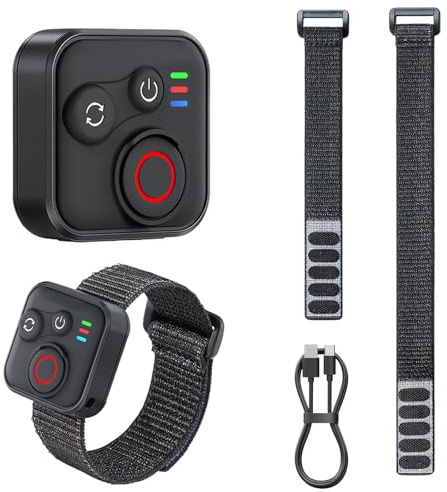 Wireless Bluetooth Fernbedienung für Insta360 X5/X4/X3/Ace Pro 2/Ace Pro/GO3S/GO3/Hero 13/12/11/IOS/Android Smartphone Kameras Zubehör mit Handschlaufe, 50m Reichweite BT5.1 Type-C