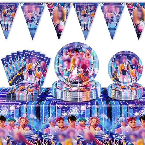 MODEQQ 53 PCS Huntrs Vajillas Cumpleaños para 10 Invitados