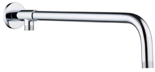 Gelthrox Brazo de Ducha Universal con Brida Tubo de Extensión Soporte de Pared y Soporte de Latón para Cabezales de Ducha Montados (Cromo, 37CM)