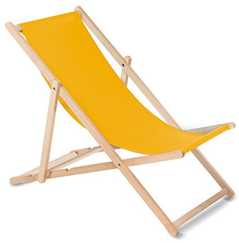 Green Blue Liegestuhl Sonnenliege Klappbar aus Buchholz ohne Armlehne Sonnenliege Gartenliege Liege (Gelb)