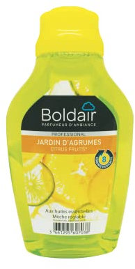BOLDAIR - Mèches longue durée - Parfumant pendant 8 semaines - Mèche réglable - Parfum Agrumes - 375 ml - Fabrication française
