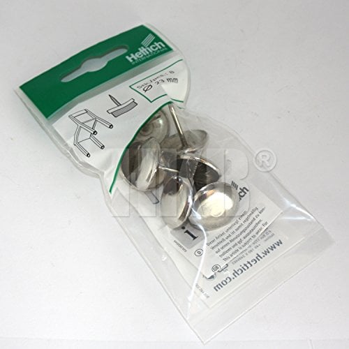 HKB ® 8 Stück Metall-Gleiter/Bodengleiter/Möbelgleiter zum Nageln, rund ø = 23mm, 4mm stark, mit Stahlstift 15mm vernickelt, Bodenschutz für Möbelfüße