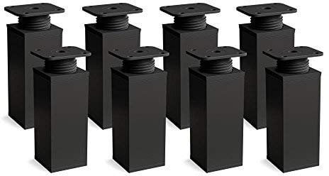 Sossai Verstellbare Möbelfüße MFV1, 8er Set, schwarzmatt, 100 mm hoch, Vierkantprofil, ideal für Schränke und Stauraummöbel