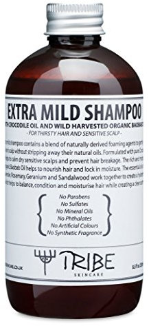 Tribe Skincare Extra mildes Shampoo mit Krokodilöl und wild geerntetem Bio-Baobab-Öl