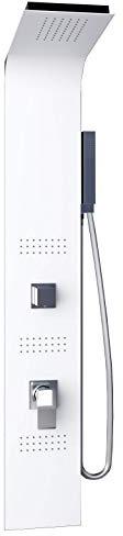 Pannello doccia idromassaggio in alluminio verniciato a polvere finitura bianco opaco (fronte) e nero opaco (fianco)