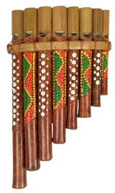 Flauta de pan de bambú pintada a mano, instrumento musical