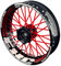 OneWheel Felgenaufkleber Motorrad passend für KTM EXC passt auf alle 17 Zoll Supermoto Felgen - Vorder- und Hinterrad beidseitig inkl. Farbiger Spokes - V3 - Felgenrandaufkleber (rot)