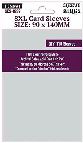 Sleeve Kings Premium Card Sleeves - 8XL (90mm X 140mm) - 110 Sleeves per Pack
