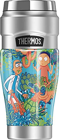 Rick and Morty Botanical Space Rick and Morty THERMOS STAINLESS KING Stainless Steel Travel Tumbler, Vacuum insulated & Double Wall, 16oz