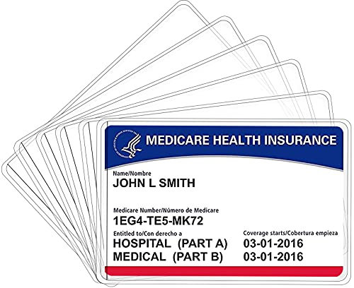 Smellalon Medicare Kartenhalter, Schutzhüllen, 12 mm, transparent, PVC, wasserdicht, für medizinische/Kreditkarte, Business/Sozialversicherung, 6 Stück, Transparent