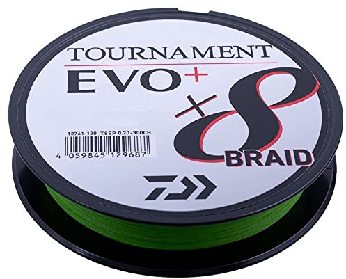 Daiwa Tournament x8 Braid EVO+ 0.26mm, 19.8kg/43.7Lbs, 270m, Chartreuse, Geflochtene Angelschnur, 12761-126