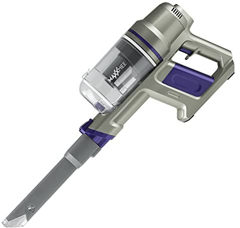 MAXXMEE Akku Zyklon Staubsauger | Mit 3 Stufen Saugkraftregulierung und verlängerbarem Teleskoprohr | Mit integriertem EPA-Filter 11 | Mit saugstarkem BLDC-Motor | 200 Watt [ lila/Silber]
