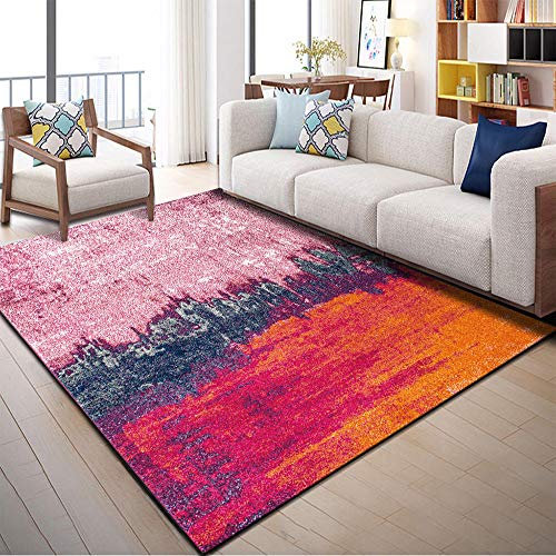 Tapis Pas Cher Tapis D Exterieur Rose Orange Gradient Design Fille Salon Moderne Salon sécurité Anti-Glissement ne se déforme Pas Tapis Chambre Fille 80X120cm