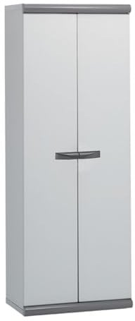 Gardiun Armoire Multifonction de Jardin en Résine Coimbra 2 62,5x39x169 cm avec 2 Portes et 3 Étagères Réglables en Hauteur Couleur Gris
