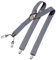 DonDon Hosenträger Herren extra stark grau-blau 3,5 cm Hosenträger Herren breit mit brauem Leder in Y-Form lang - Starke Clips passend für Anzug Jeans Chinos Vintage Rockabilly Suspenders