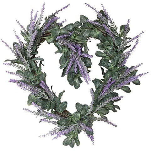 Bemvp 1pc Lavender Flower Wreath Heart Shape Artificial Floral Wreath Garland for Front Door Wall Wedding Home Hanging Decorations