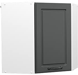 Vicco Eckhängeschrank R-Line, Küchen-Eckschrank, Anthrazit Landhaus/Weiß, 57 cm