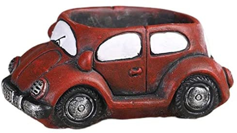 HUAPING Hula Mini Blumentopf Zement Autoform, Cartoon-Auto Retro Pflanzentopf Gartentöpfe Kreativ mit Ablauflöchern, für Sukkulenten, Kakteen, Kräuter, für Zuhause, Garten, Geschenk, Büro (L)