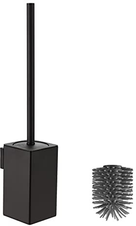 BVL Scopino e supporto per WC nero scopino per WC con manico in acciaio inox montato a parete