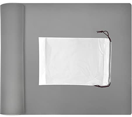 KBNIAN Groß Silikonmatte 60x40 cm Silikon Unterlage Hitzebeständig Silikon Bastelmatte Geschmeidig Rutschfeste Tischmatte Grau Antihafte Silikonmatte mit Bündeltaschen für Handwerk, Resin, Malen