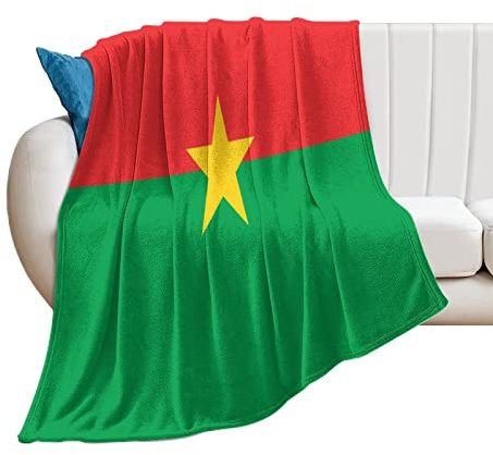 Higoss Burkina Faso Flagge Decke, Landhausflagge, Überwurf, Plüsch, superweich, warm, Flanelldecke für Couch, Bett, Sofa, Stuhl, tolles Geschenk für Freunde, Männer, Frauen, 177,8 x 203,2 cm