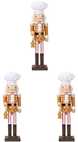 jojofuny Statue Holz Puppe Figur Garten Lebkuchen Spielzeug Holz Nussknacker Koch Dekoration Baum Mann Kamin Figuren Verzierung: Regal für Figuren Feiertag Soldat Figur Marionette Küche