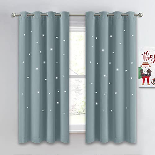 NICETOWN Star Room Verdunklungsvorhänge für Schlafzimmer, Ösen, wärmeisoliert, mit Aussparungen, Sternenvorhänge für Wohnzimmer/Kinderzimmer/Thanksgiving, 1 Panel, stürmisches Meer, 132 x 160 cm