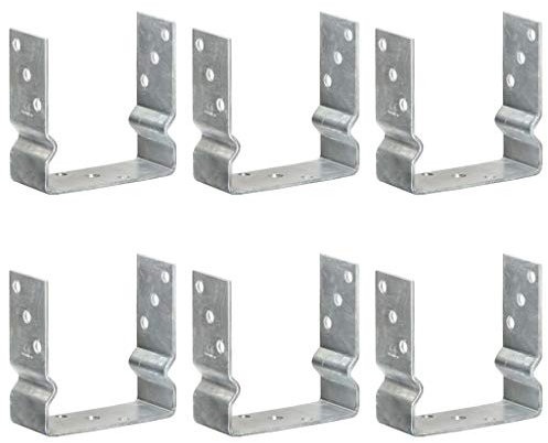 vidaXL 6X Pfostenträger U-Form Pfostenlasche U-Pfostenträger zum aufdübeln mit Sicke Feuerverzinkt Silbern 14x6x15cm Verzinkter Stahl
