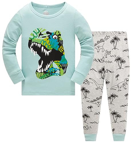 TEDD Boys Pyjamas Dinosaur Nightwear Cotton Toddler Clothes Kids Sleepwear Winter Long Sleeve Christmas Pjs Sets 2 Piece Outfit Xmas Gift 1-2 Years
