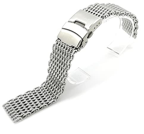 BONOOL Milanese Shark Mesh-Armband für Breitling Seiko OMG-Uhrenarmband 20 mm 22 mm Edelstahl-Uhrenarmband (Bandfarbe: Silber, Bandbreite: 20 mm)