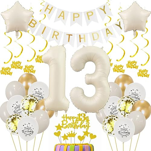 13 Geburtstag Deko Mädchen 13. Geburtstagsdeko Beige Gold Ballon 13 Geburtstag Deko Junge Beige 13 Luftballon Geburtstagsdeko Mädchen Junge 13 Jahr Geburtstagdeko Beige Luftballon 13. Geburtstag